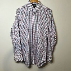 BONOBOS Men’s Slim Fit Professional Dress Shirt 16 | 35 Plaid Purple Blue White